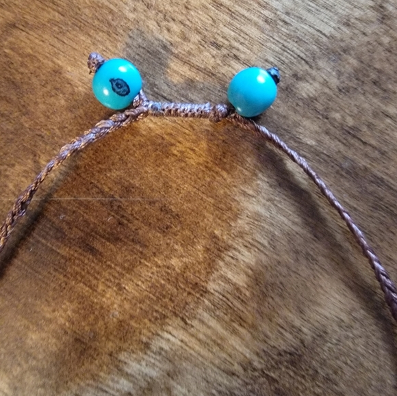 ♡VTG Crocheted Necklace▪︎Turquiose Brass▪︎ - Picture 4 of 8